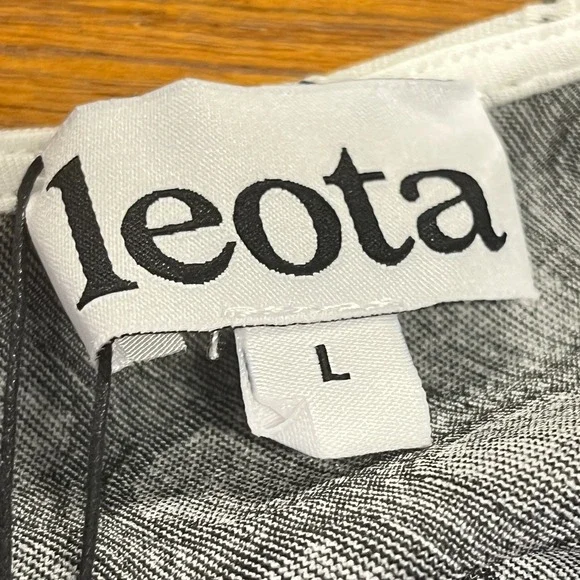Leota Womens L Dot Luxe Jacquard Fit Flare Dress Ivory Black Scoop Back NWT